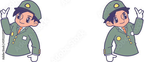 指差呼称する駅員_上半身