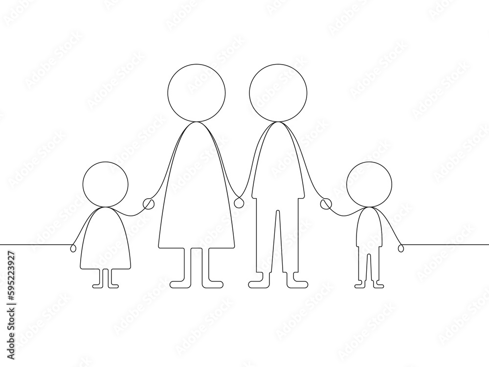 Abstract image of a family in one line. Illustration on transparent background Abstract image of a family in one line. Illustration on transparent background