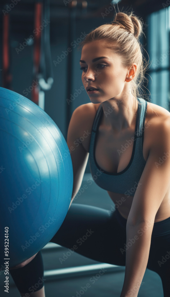 Beautiful girl working out and doing excercises to stay fit and healthy. Fitness concept. Generative AI illustrations Beautiful girl working out and doing excercises to stay fit and healthy. Fitness concept. Generative AI illustrations