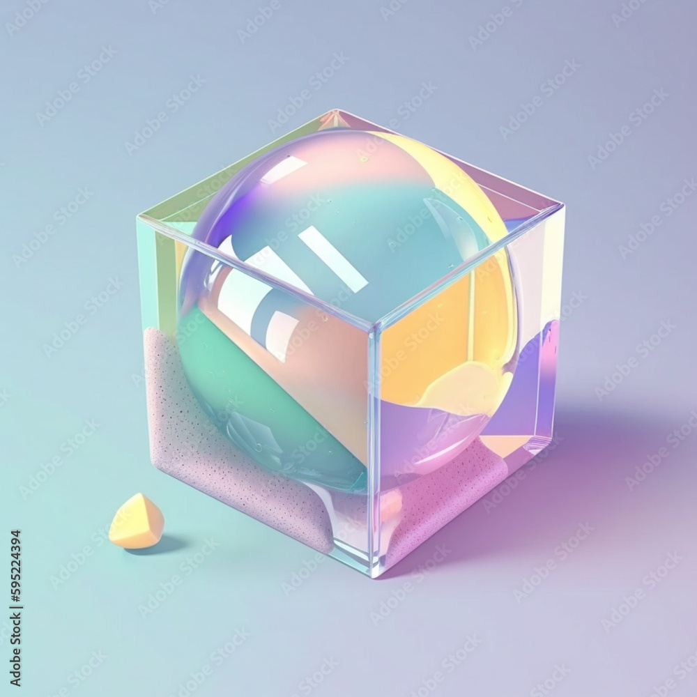 Szklana kostka z kroplą żelu - medycyna, koncept - Glass cube with a drop of gel - medicine, concept - AI Generated - obrazy, fototapety, plakaty 