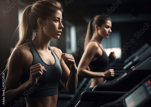 Beautiful girl working out and doing excercises to stay fit and healthy. Fitness concept. Generative AI illustrations