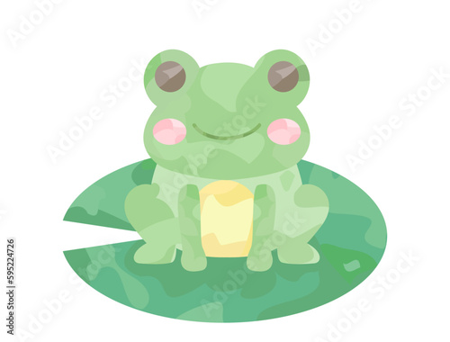 蓮の葉にのっているカエルのイラスト