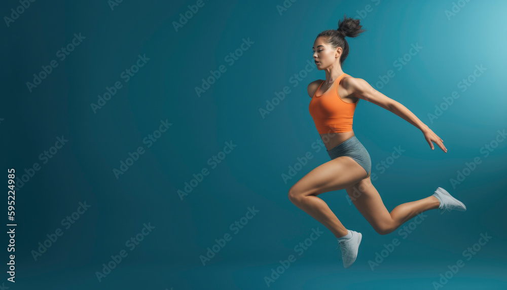 Obraz premium Beautiful girl working out and doing excercises to stay fit and healthy. Fitness concept. Generative AI illustrations