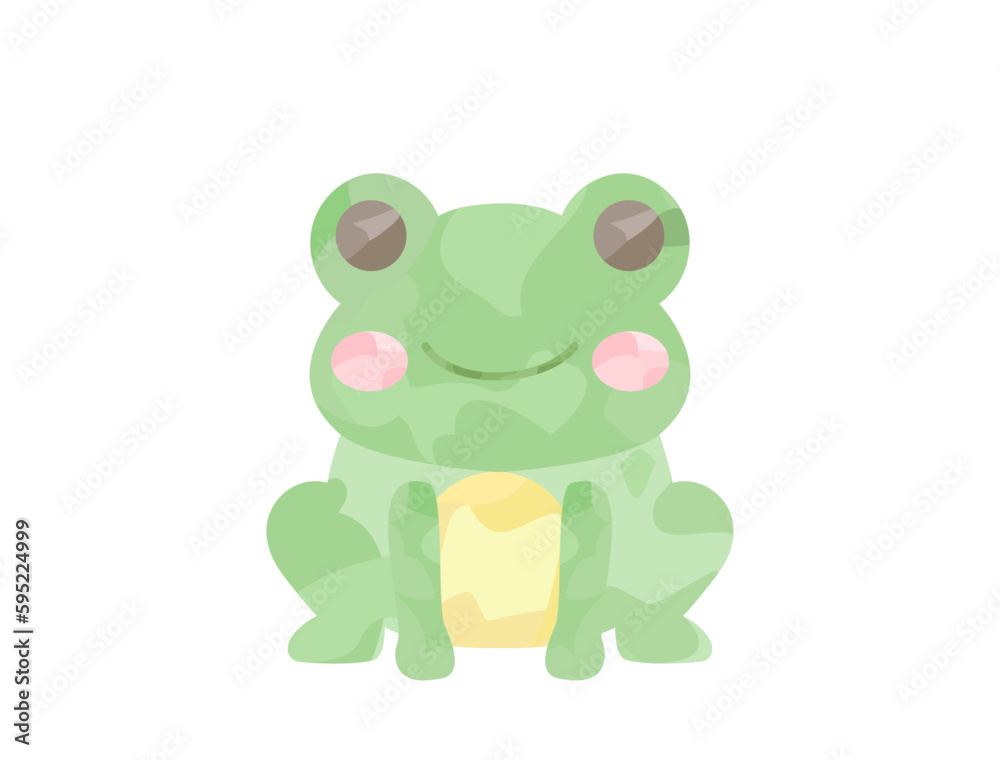 Obraz premium 水彩風の可愛いカエルのイラスト