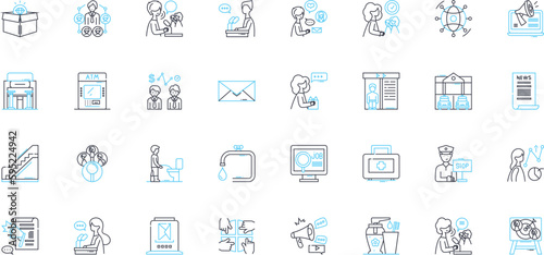 Clever masses linear icons set. Innovative, Resourceful, Intelligent, Ingenious, Creative, Bright, Astute line vector and concept signs. Shrewd,Alert,Quick-witted outline illustrations
