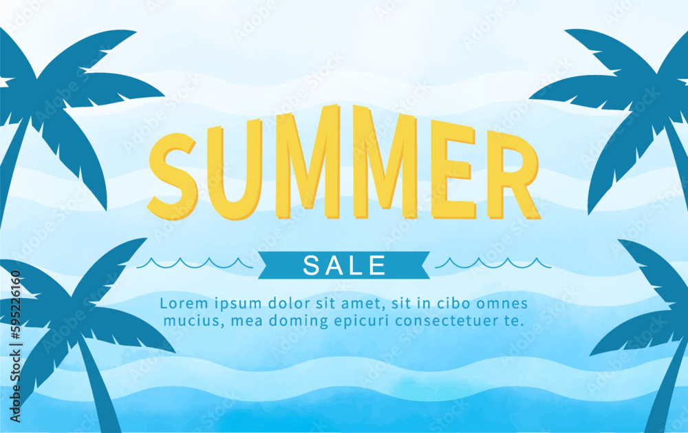 Summer template background with wave shape. - obrazy, fototapety, plakaty 
