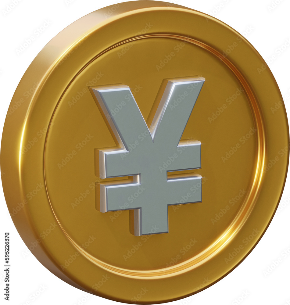 Golden yuan coin 3d render illustration Golden yuan coin 3d render illustration