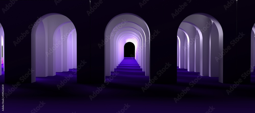 Fototapeta premium 3D rendering. Lots of fabulous blue arches. Eastern mood. Fairy tale.