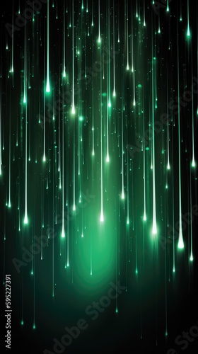 Abstract green falling stars wallpaper made with generative ai
