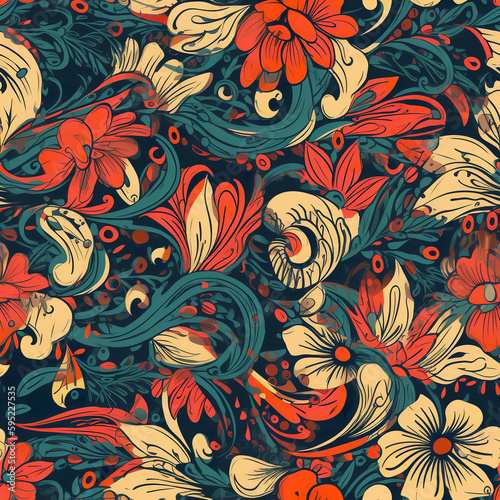 Abstract floral sameless pattern