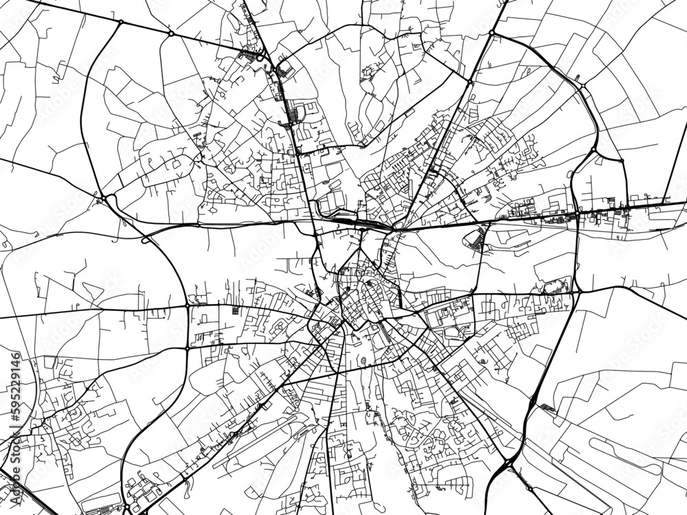 Vector road map of the city of  Bourges in France on a white background.