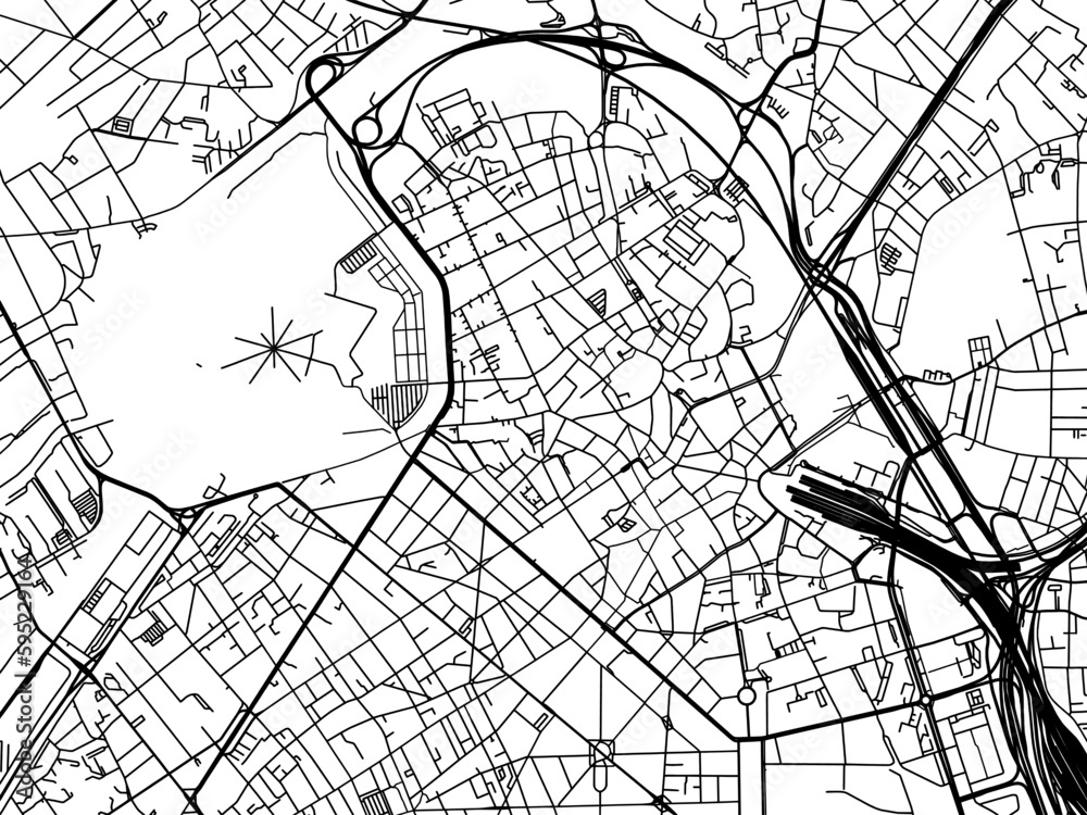 Vector road map of the city of  Lille centrum in France on a white background.