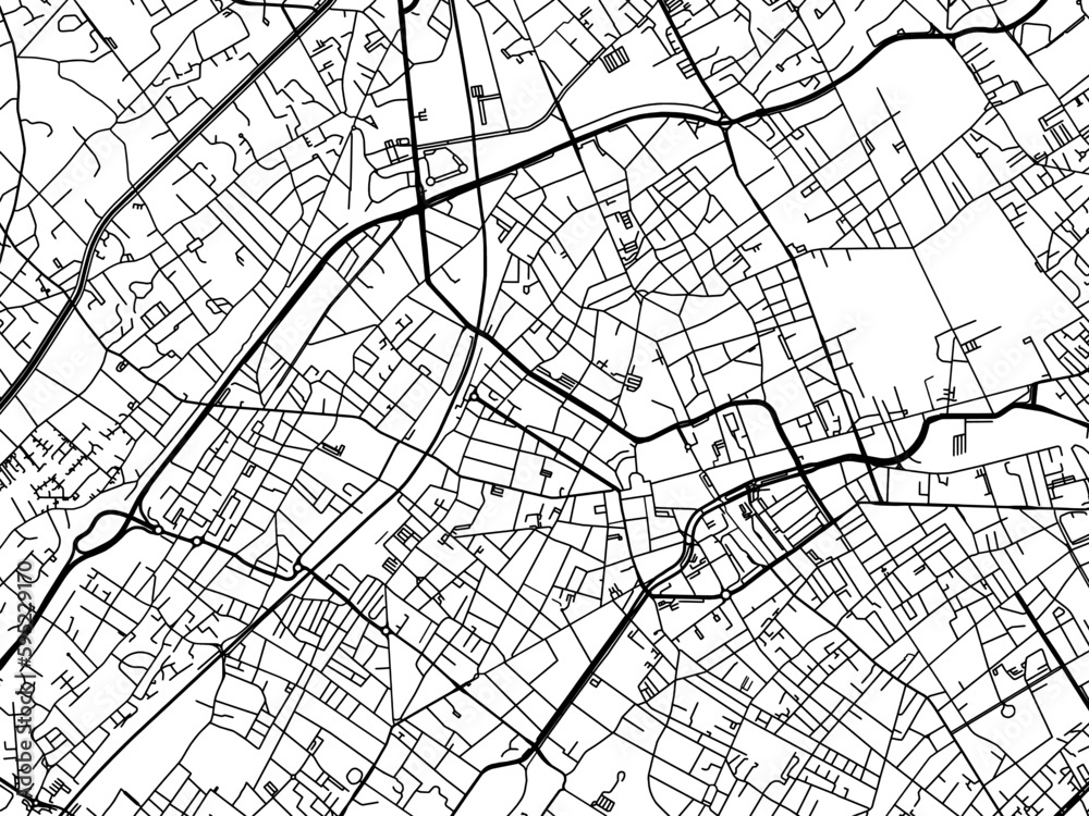 Vector road map of the city of  Roubaix in France on a white background.