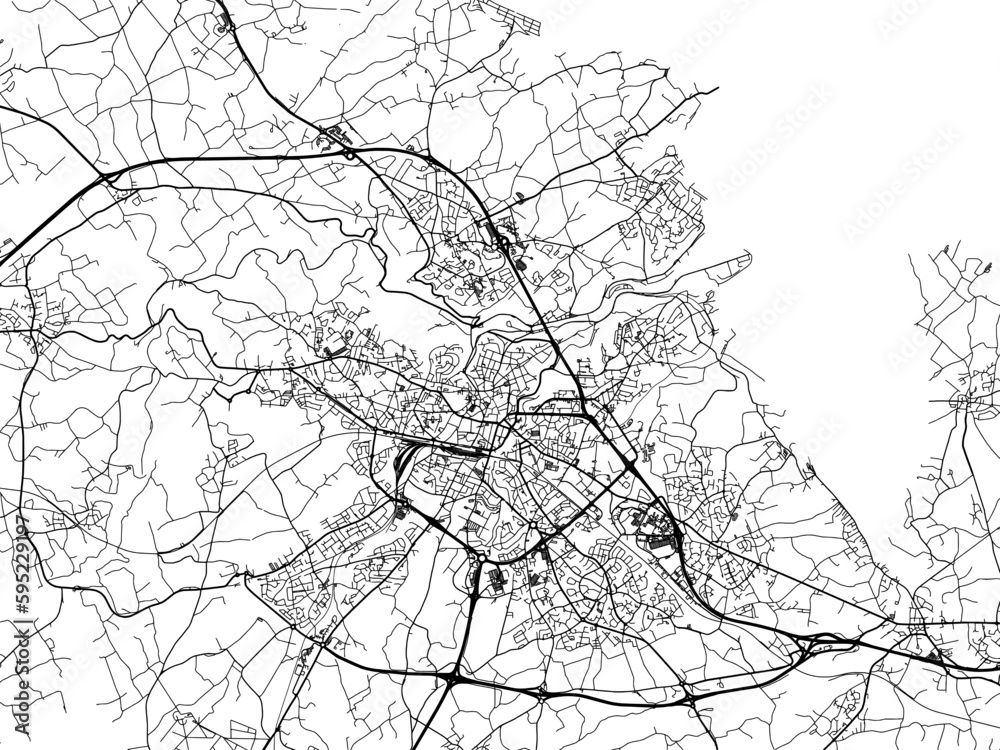 Vector road map of the city of  Saint-Brieuc in France on a white background.