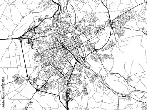 Vector road map of the city of  Nancy in France on a white background.