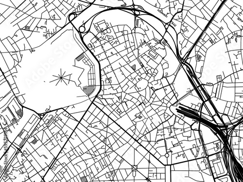 Vector road map of the city of  Lille centrum in France on a white background.