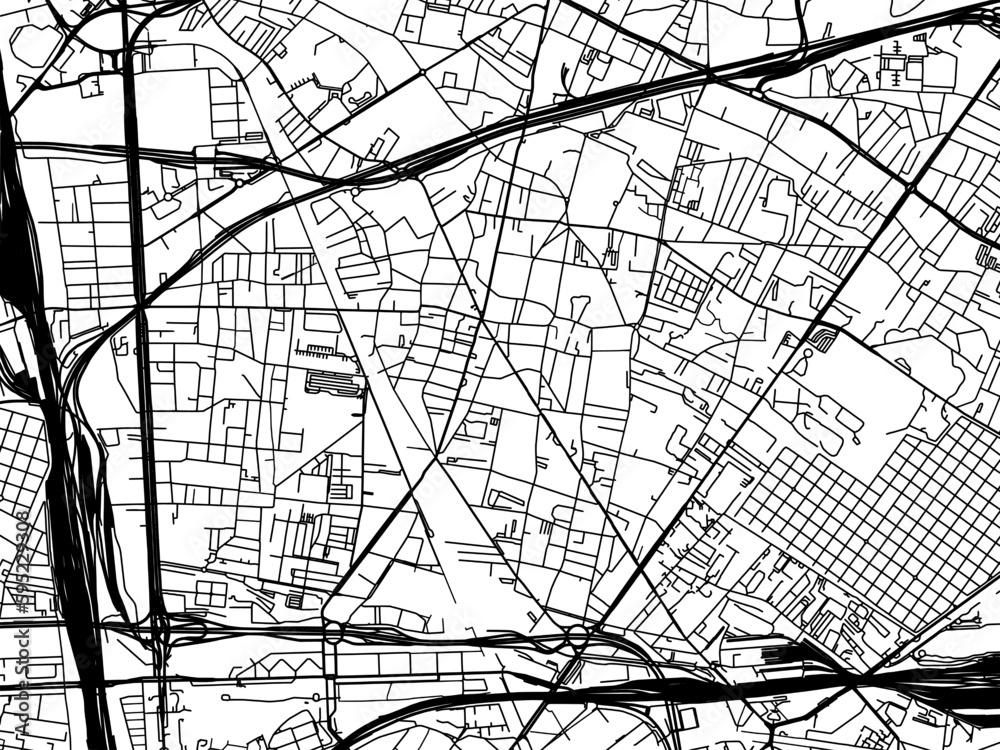 Fototapeta premium Vector road map of the city of Aubervilliers in France on a white background.