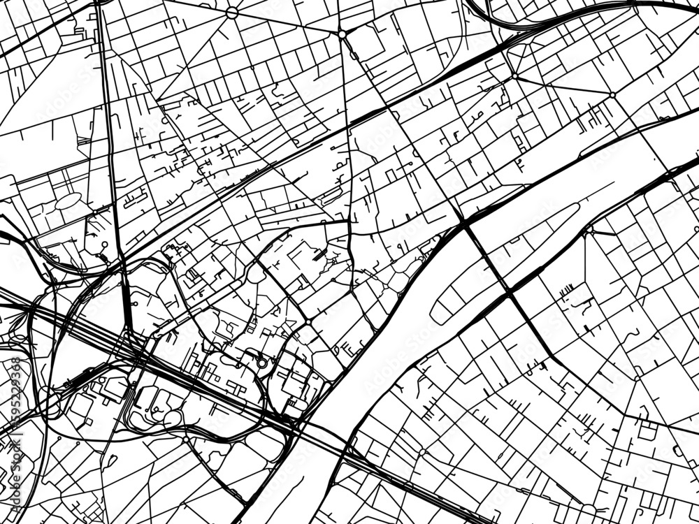 Vector road map of the city of  Courbevoie in France on a white background.