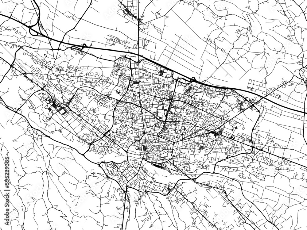 Vector road map of the city of  Pau in France on a white background.