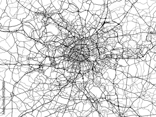 Vector road map of the city of  Paris Metropole in France on a white background.