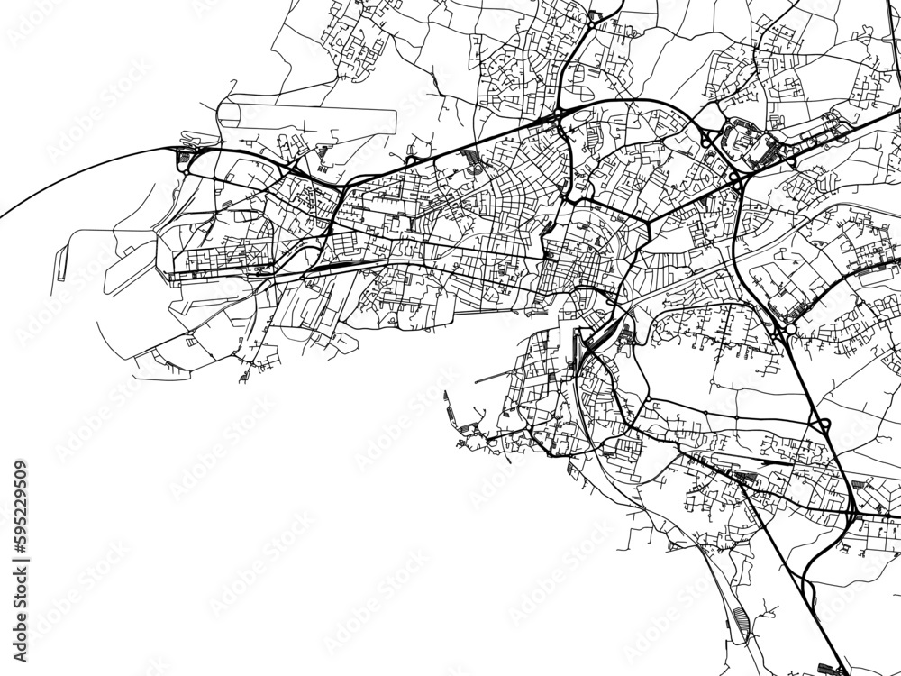 Vector road map of the city of  La Rochelle in France on a white background.