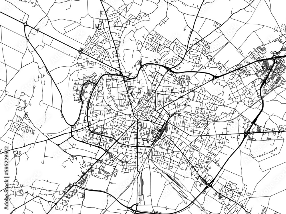 Vector road map of the city of  Niort in France on a white background.