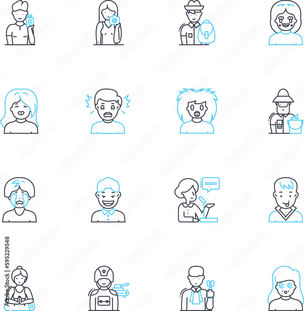 Angry temperament linear icons set. Frustration, Animosity, Bitterness, Resentment, Fury, Aggression, Hostility line vector and concept signs. Grudge,Outrage,Tension outline illustrations