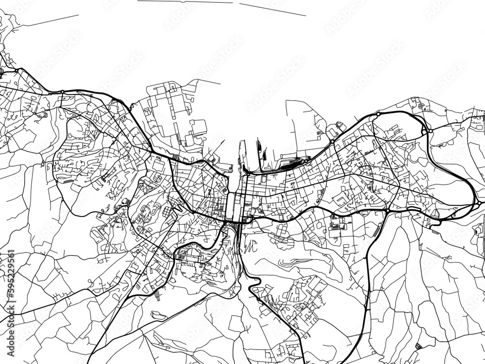 Vector road map of the city of Cherbourg-en-Cotentin in France on a white background. Vector road map of the city of Cherbourg-en-Cotentin in France on a white background.