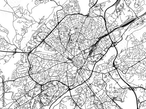 Vector road map of the city of Limoges in France on a white background.