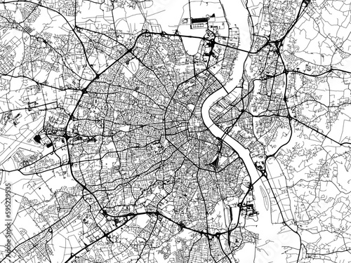 Vector road map of the city of Bordeaux in France on a white background.