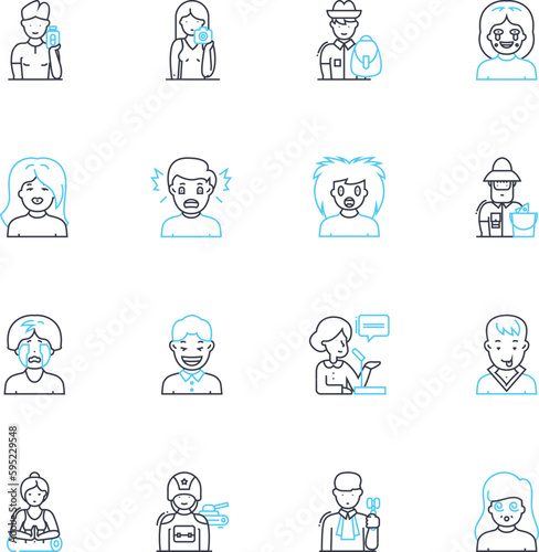 Angry temperament linear icons set. Frustration, Animosity, Bitterness, Resentment, Fury, Aggression, Hostility line vector and concept signs. Grudge,Outrage,Tension outline illustrations