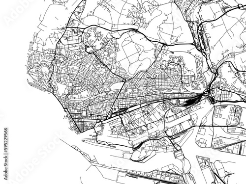 Vector road map of the city of  Le Havre in France on a white background.
