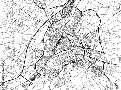 Vector road map of the city of  Poitiers in France on a white background.