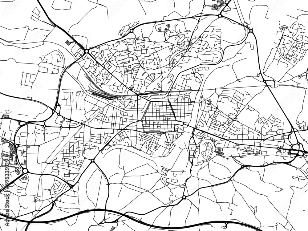 Vector road map of the city of  Carcassonne in France on a white background.