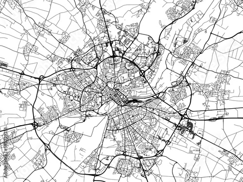 Vector road map of the city of  Caen in France on a white background.
