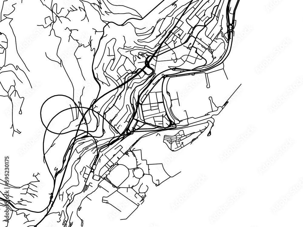 Vector road map of the city of  Monaco in France on a white background.