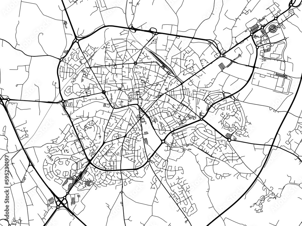 Vector road map of the city of  Cholet in France on a white background.