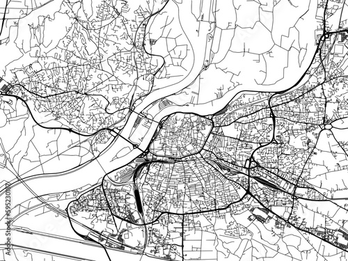 Vector road map of the city of  Avignon in France on a white background.