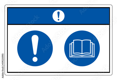 Notice Read Operator's Manual Symbol Sign,Vector Illustration, Isolated On White Background Label. EPS10