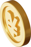 Golden yuan coin 3d render illustration