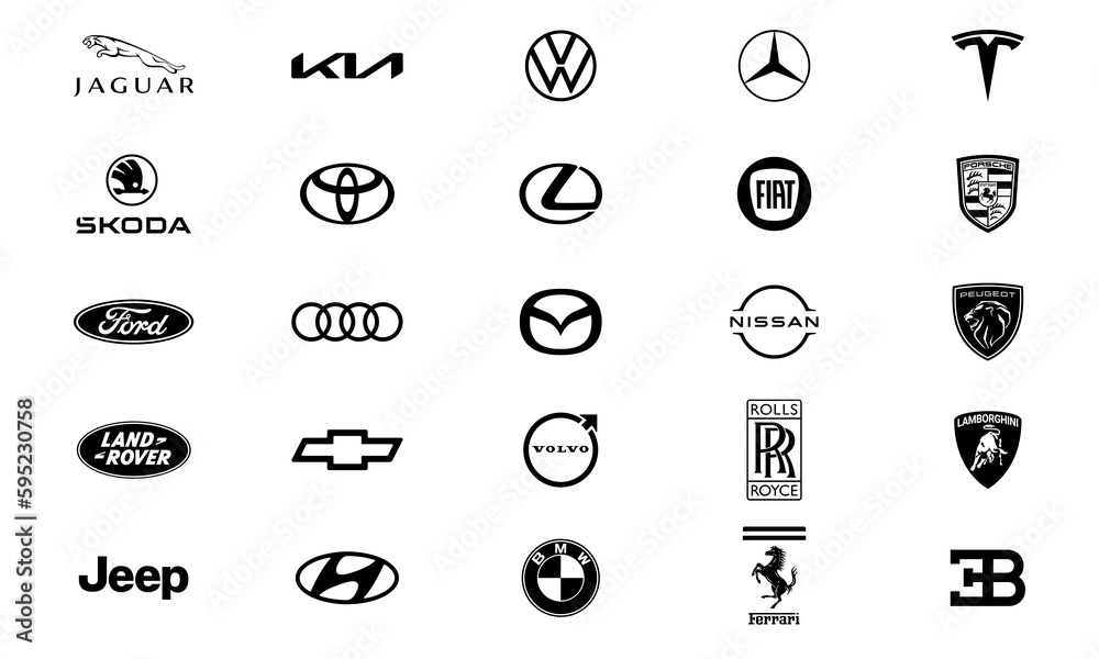 Top famous car brand logo collection isolated and transparent