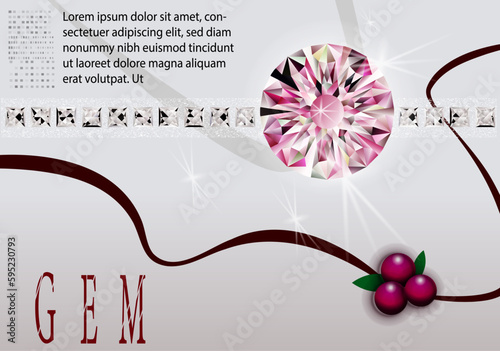 Diamond background gemstone realistic vector illustration