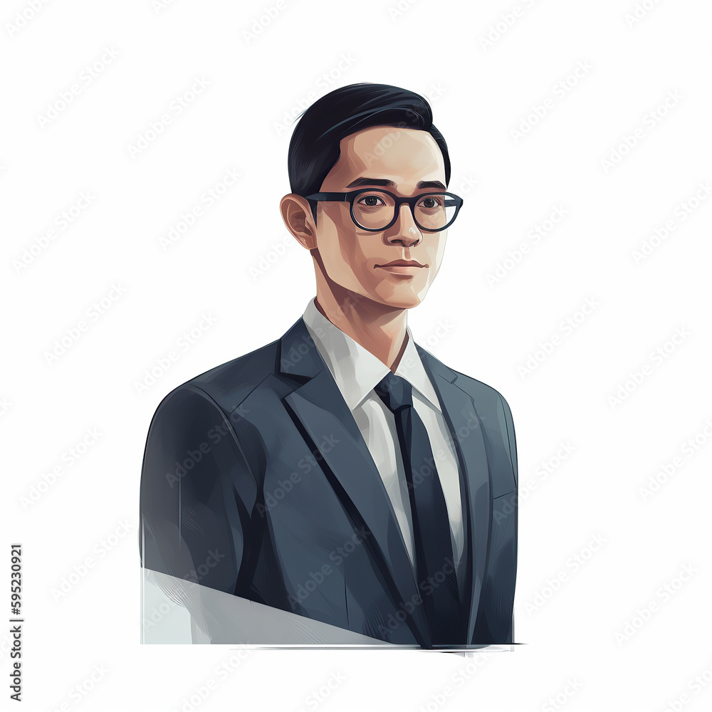 Ai generated illustration of businessman standing with confident man in formal outfit - suit and tie Ai generated illustration of businessman standing with confident man in formal outfit - suit and tie