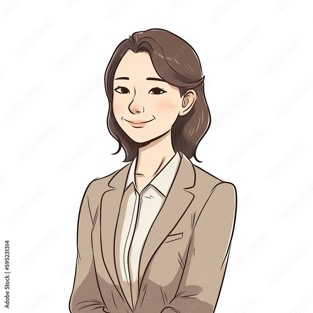Ai generated illustration of Smiling Asian Business Woman with Arms Crossed. Strong confident female manager standing with arms crossed Ai generated illustration of Smiling Asian Business Woman with Arms Crossed. Strong confident female manager standing with arms crossed