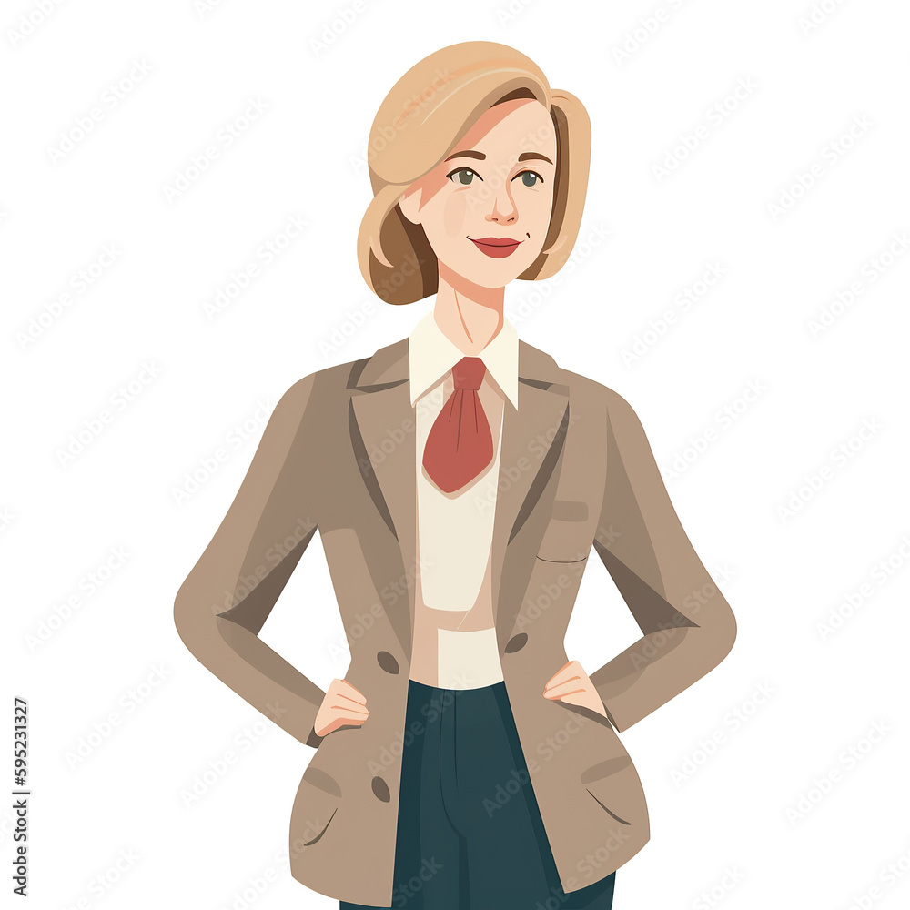 Fototapeta premium Ai generated illustration of Smiling Asian Business Woman with Arms Crossed. Strong confident female manager standing with arms crossed