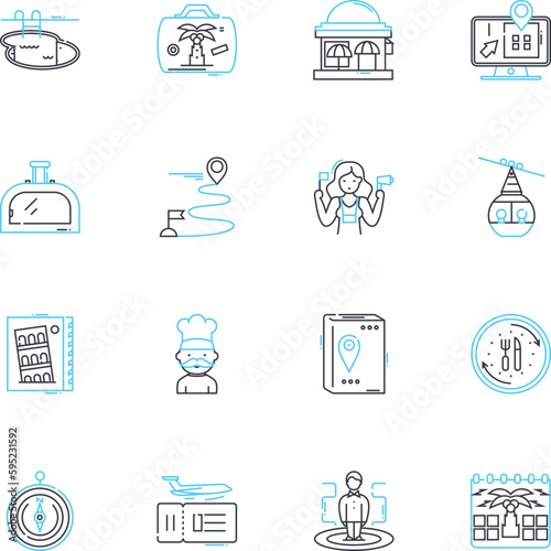 Escort linear icons set. Sensuality, Intimacy, Seduction, Passion, Desire, Fantasy, Pleasure line vector and concept signs. Elegance,Sensual,Elite outline illustrations
