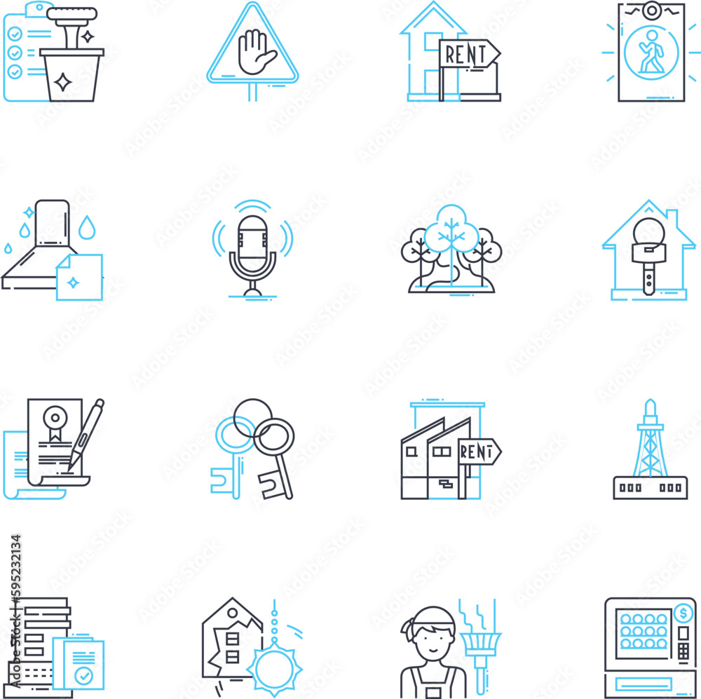 Probate linear icons set. Inheritance, Executor, Estate, Assets, Will, Trust, Distribution line vector and concept signs. Beneficiary,Administration,Deceased outline illustrations