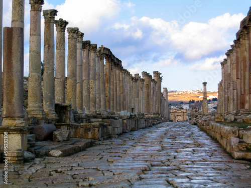 Roman ancient city of Geraza. .The Cardo Maximus the Street