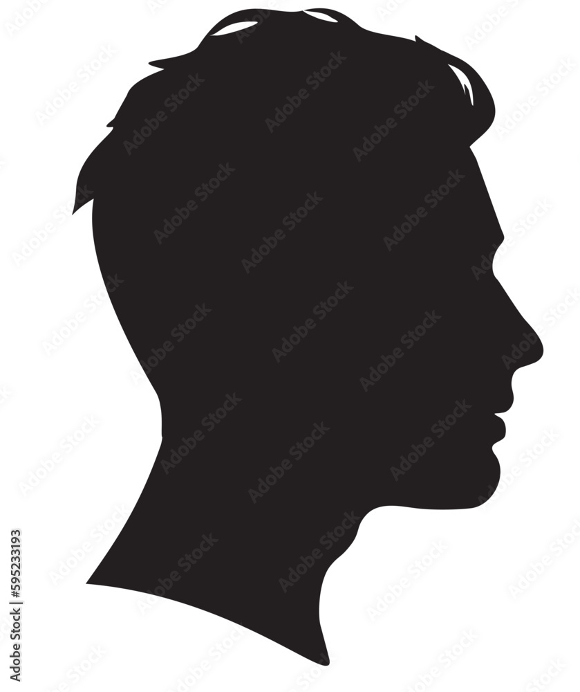 Male profile silhouette. SIlhouette of a head. A man s head in profile. Vector illustration.