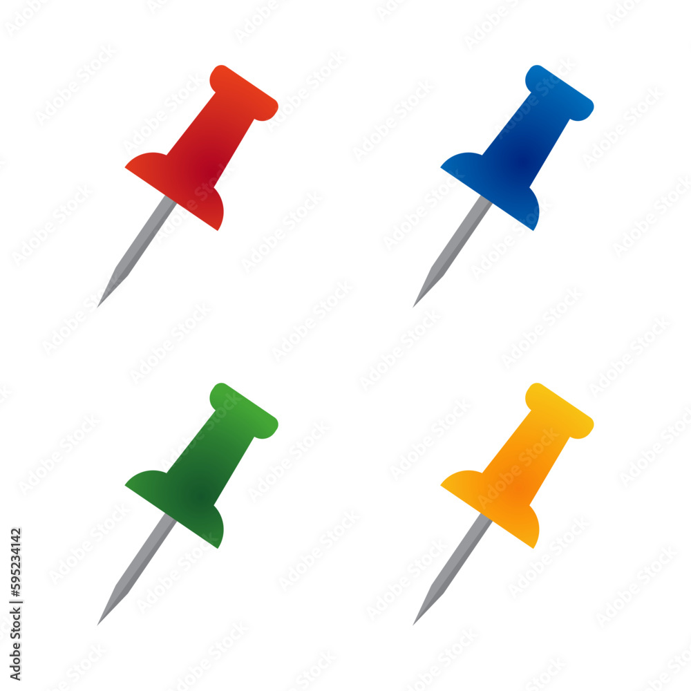 Push pin set isolated on transparent background. Push pin set isolated on transparent background.
